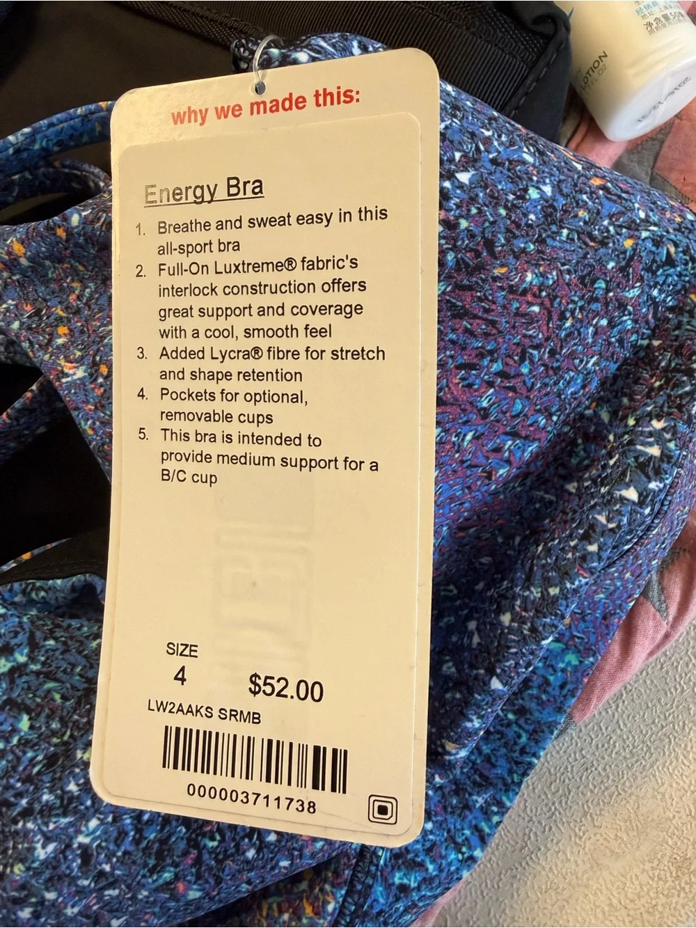 NWT Lululemon Energy Bra Mermaid SRMB Size 4